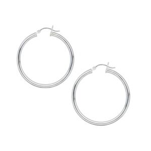 Womens Sterling Silver 40mm Hoop‎ Earrings